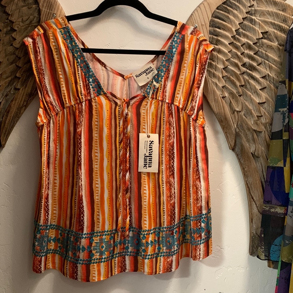 Savanna Jane Multicolor Striped Women's Top